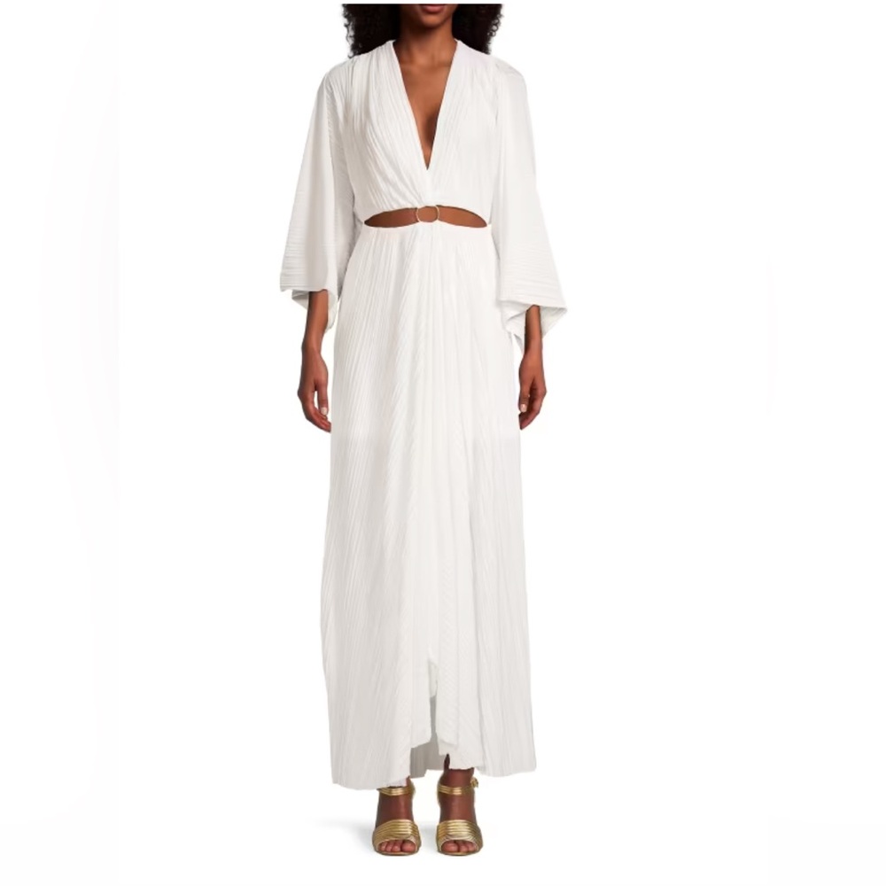 White Maxi Cutout V-Neck Dress